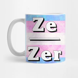 Ze-Zir Pronouns: Trans Pride Mug